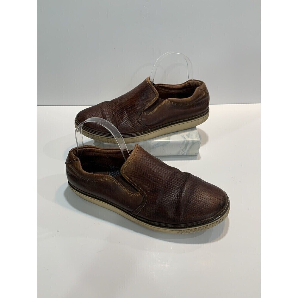 Johnston & Murphy Men McGuffey Leather Slip On Shoes Size 9.5M 10976 Brown